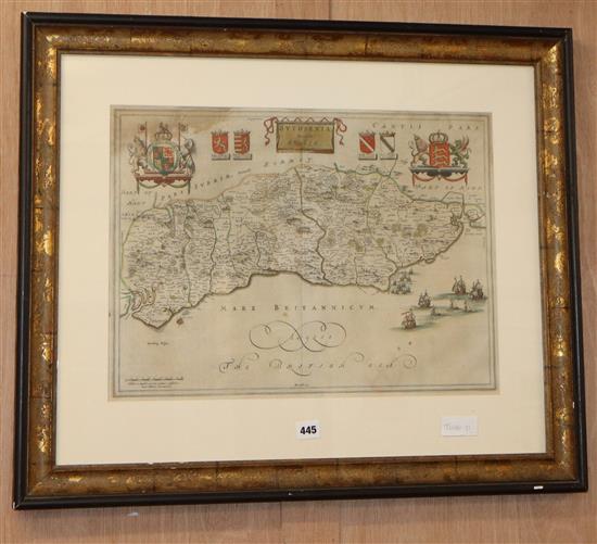 A Blaeu map of Sussex (Spanish text), 39 x 53cm